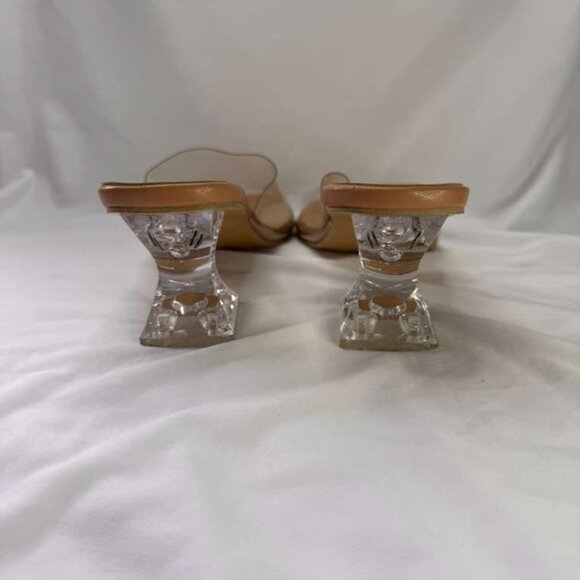 Sandal Clear Heels for Women Clear Strappy Square Open Toe Size 7.5 - Picture 2 of 8